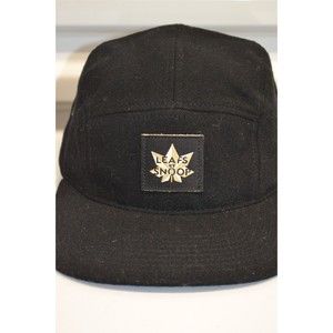 Leafs By Snoop Dogg Black Wool 5 Panel Cap Hat Adjustable Leather Closure